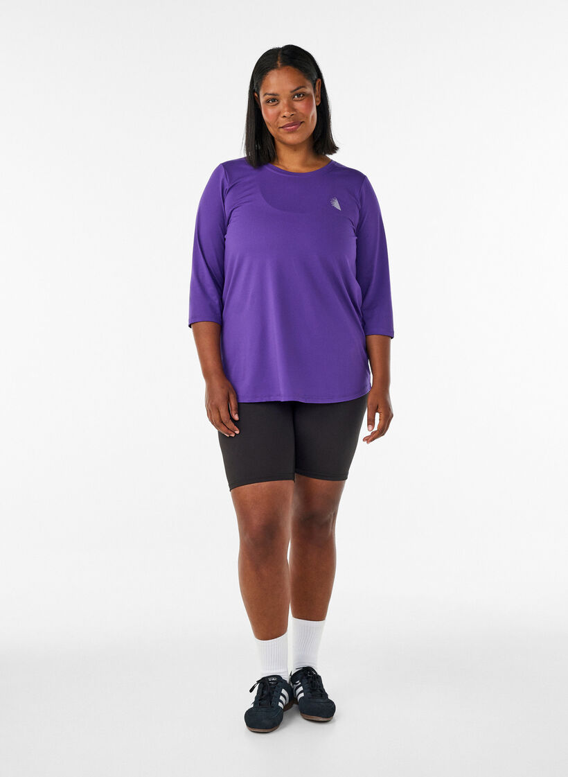 Sportowy top z rekawami 3/4, Fioletowy, Model image number 1