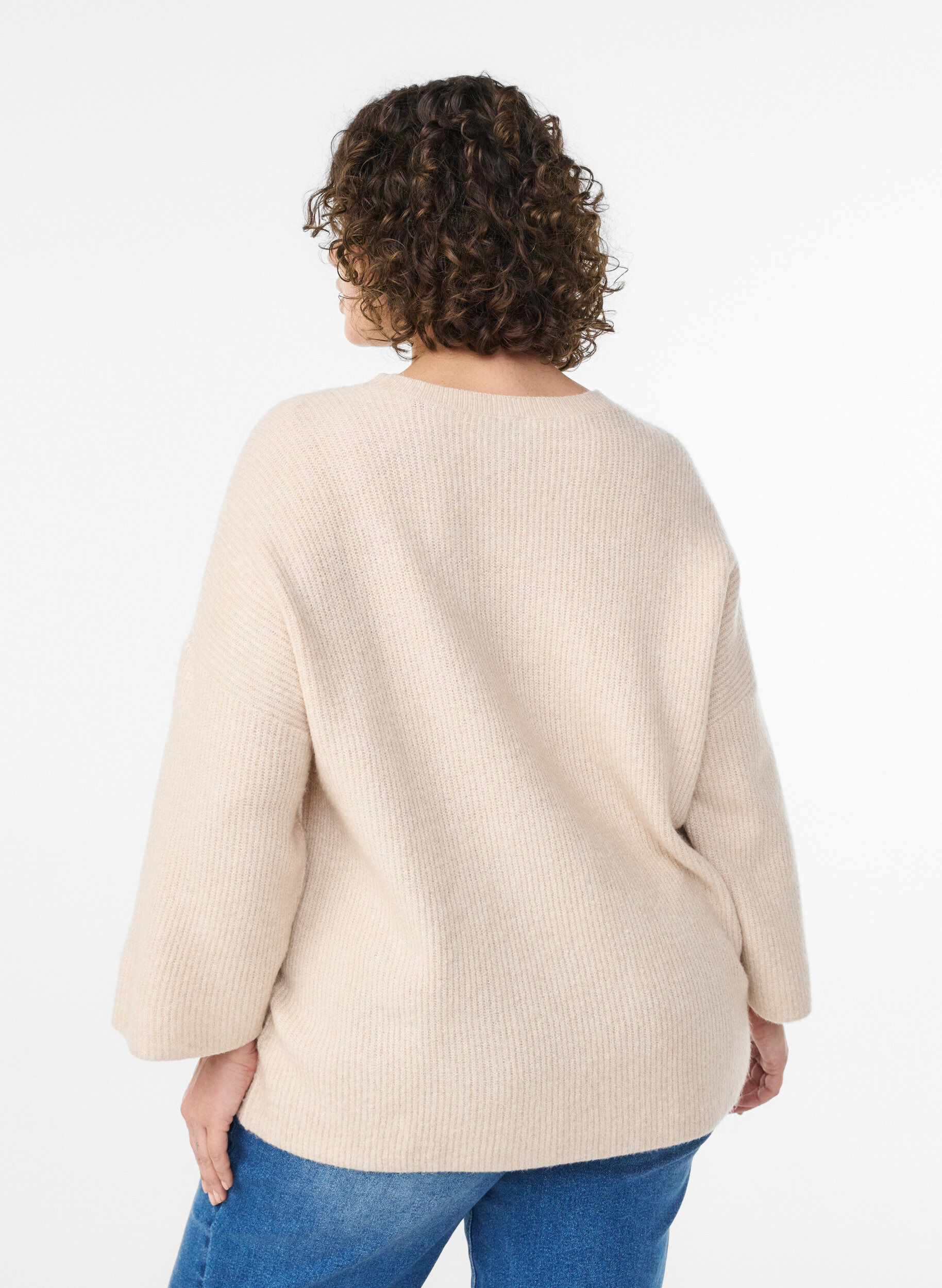 Zizzi Luzna dzianina z 3/4-sleeves, Beżowy, Model image number 2