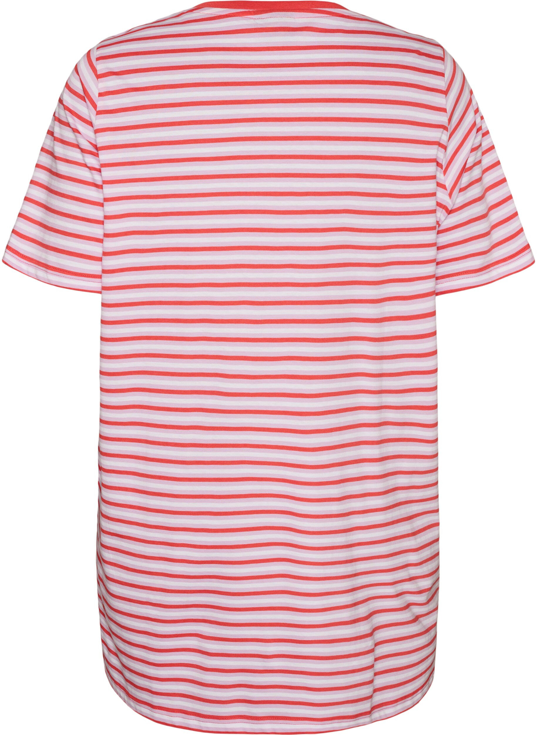 ZizziDluga koszulka oversize w paski z bawelny organicznej, Fioletowy, Packshot image number 1