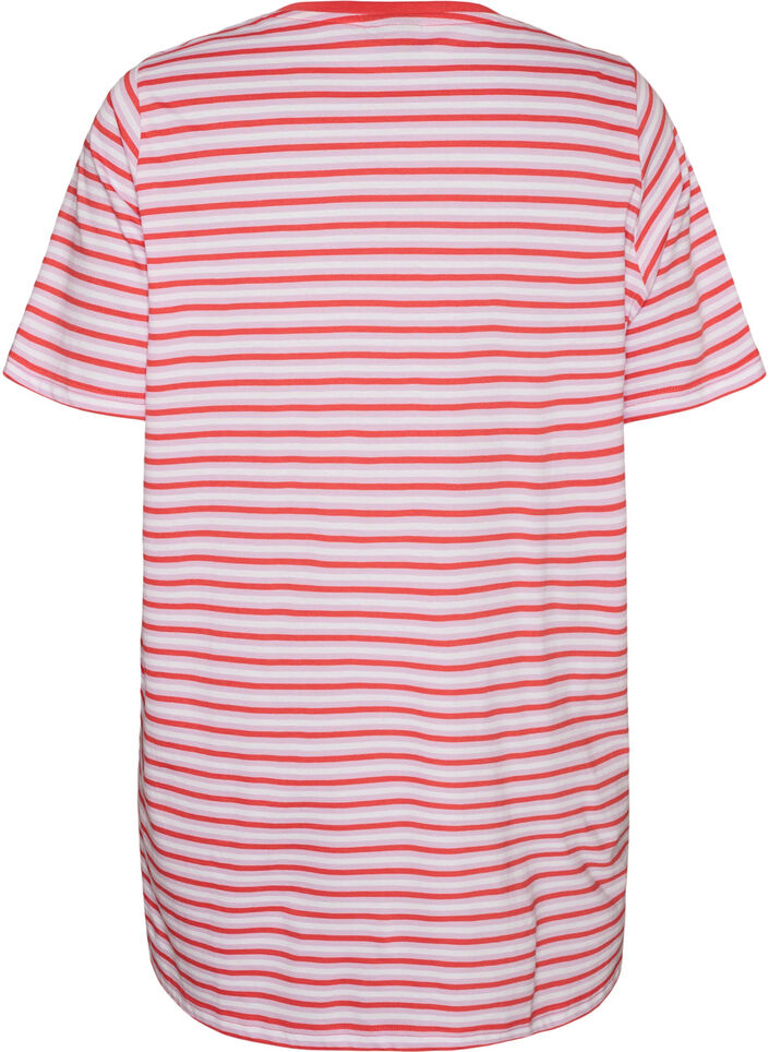 Dluga koszulka oversize w paski z bawelny organicznej, Fioletowy, Packshot image number 1