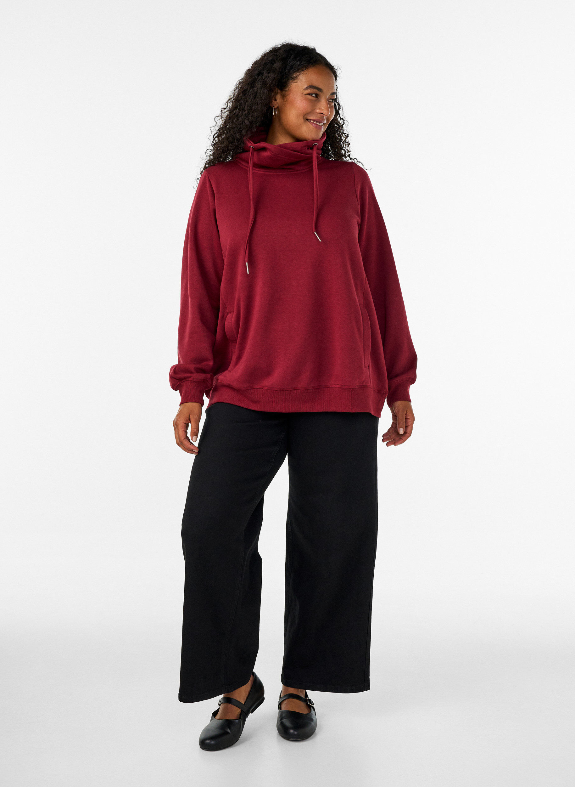 ZizziBluza z wysokim kolnierzem i kieszeniami, Czerwony, Model image number 1