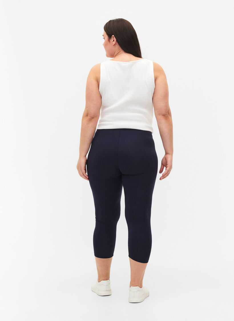 3/4-length wiskozowe legginsy w stylu basic, Niebieskie, Model image number 2