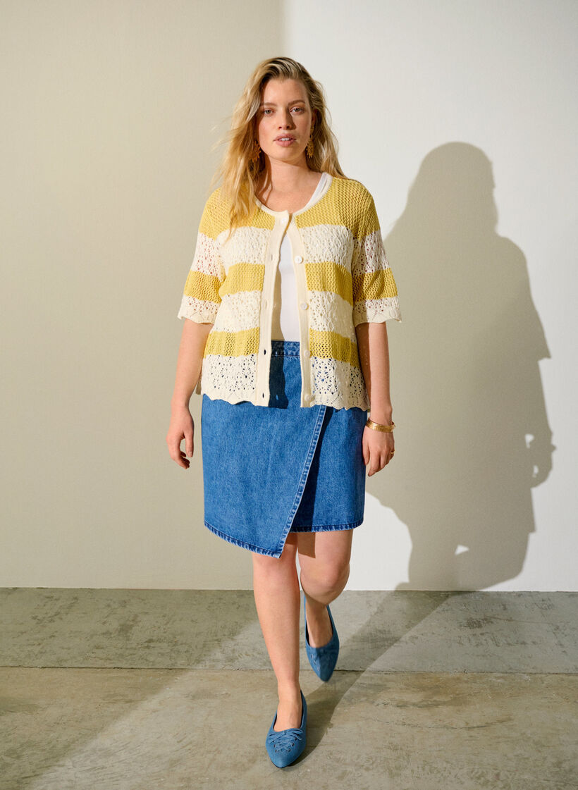 Kr&oacute;tka dzinsowa sp&oacute;dnica o linii A, Niebieskie, Image image number 0