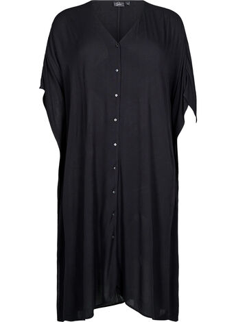 Kaftan plazowy z guzikami, Czarne, Model