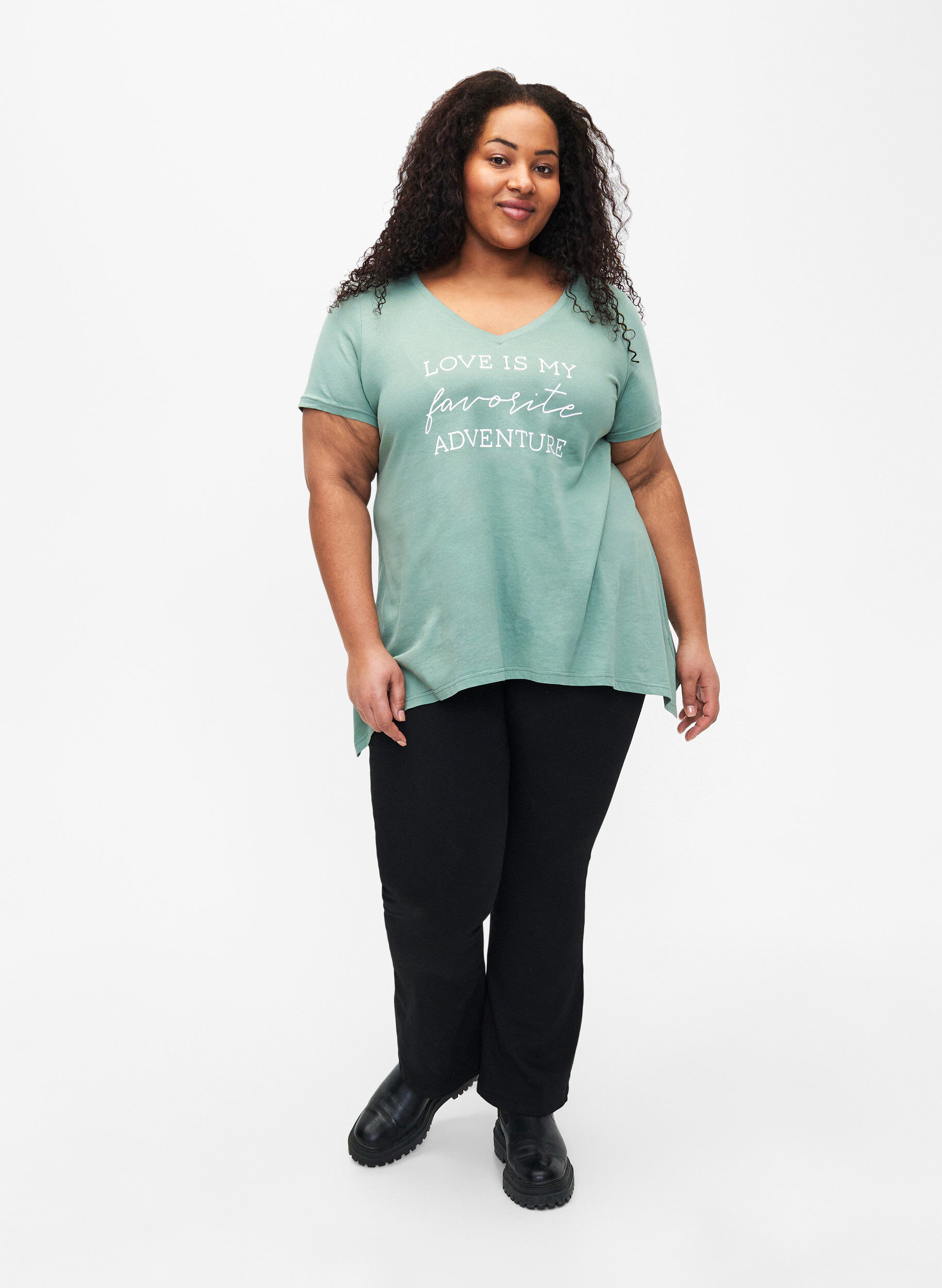 Zizzi Bawelniana koszulka z kr&oacute;tkim rekawem, Chinois G. W. Love, Model image number 2