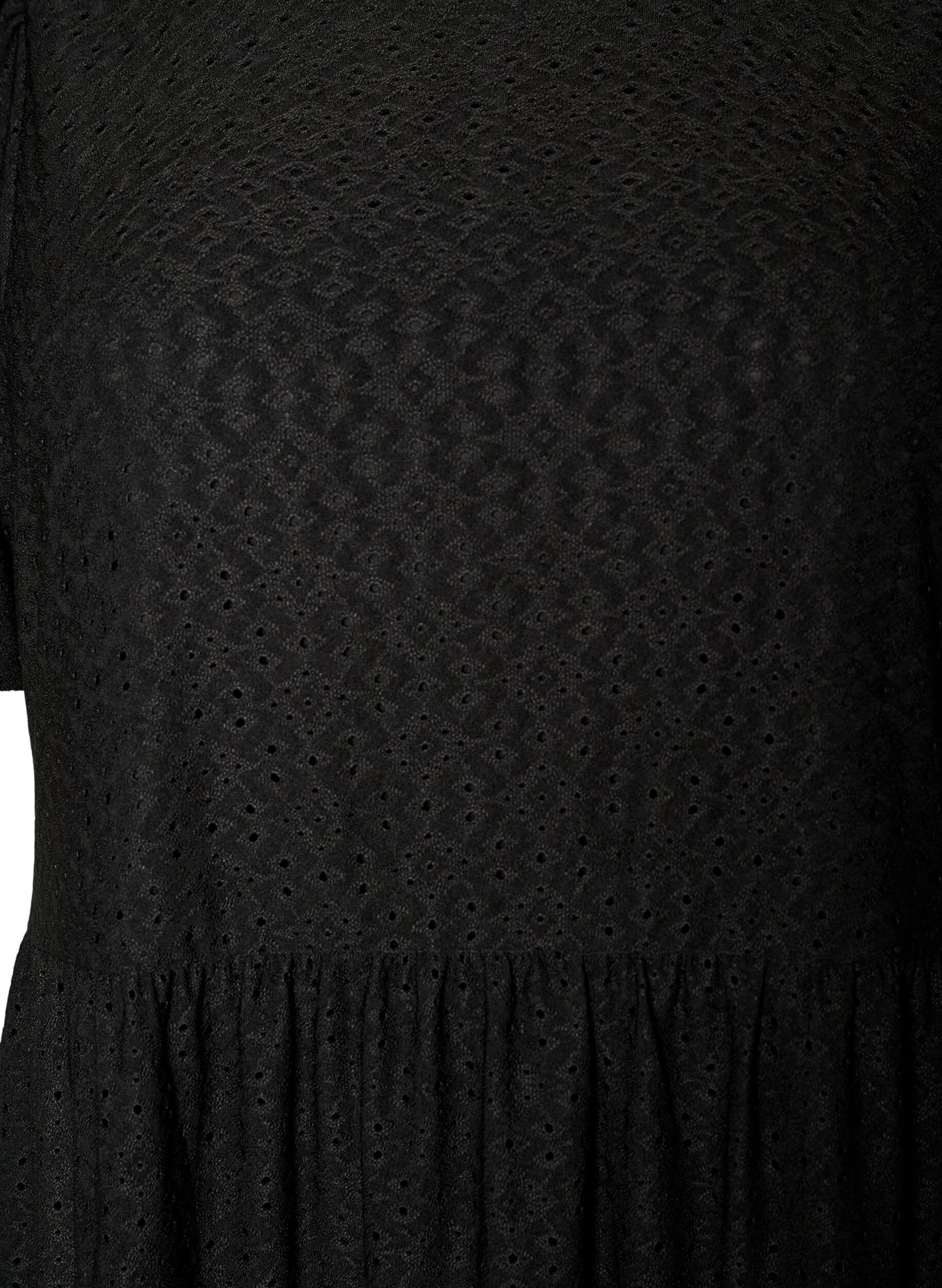 ZizziKr&oacute;tka sukienka z koronkowym motywem i kaskadowa sp&oacute;dnica, Czarne, Packshot image number 2