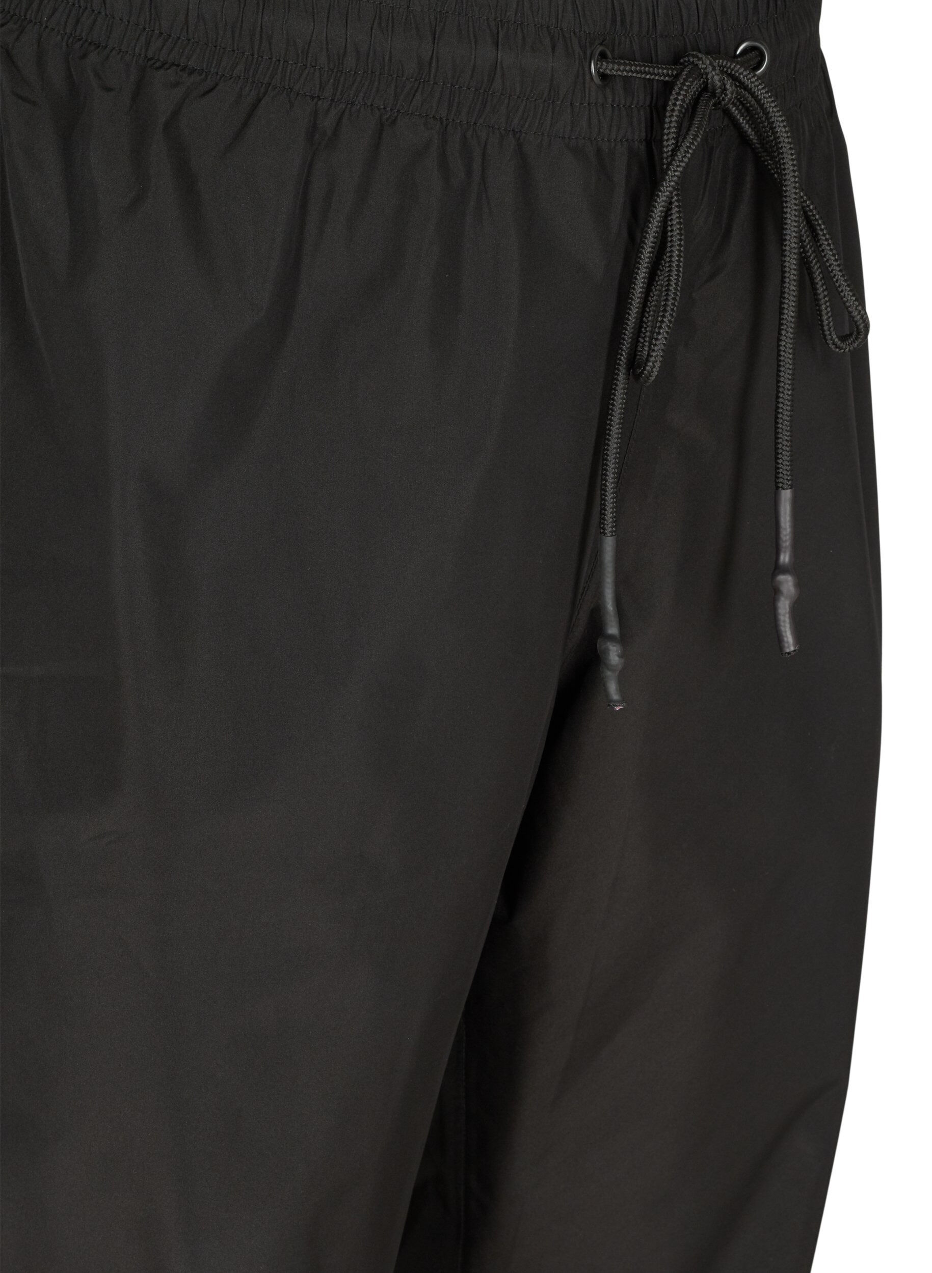 Zizzi Rain trousers with elastic and drawstrings, Black, Packshot image number 2