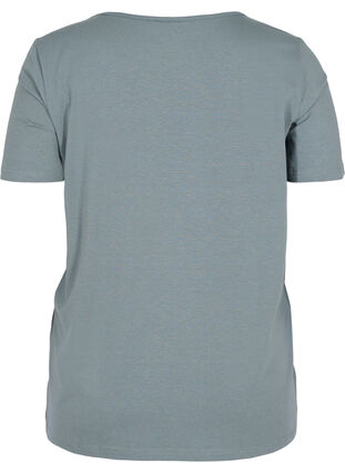 T-shirt z krótkim rekawem i dekoltem w szpic, Balsam Green, Packshot image number 1