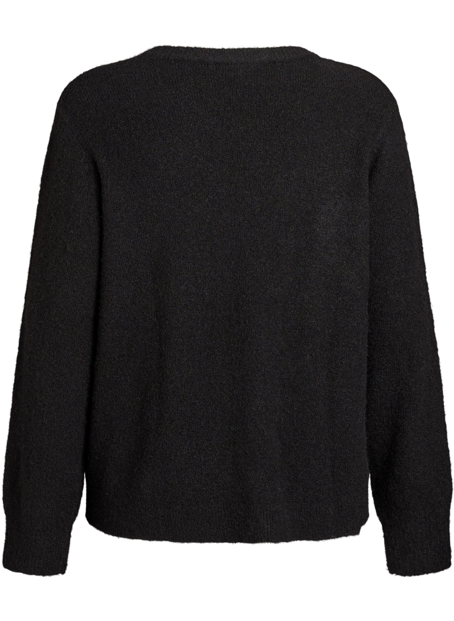 Zizzi Kardigan z welny i guziki, Czarne, Packshot image number 1