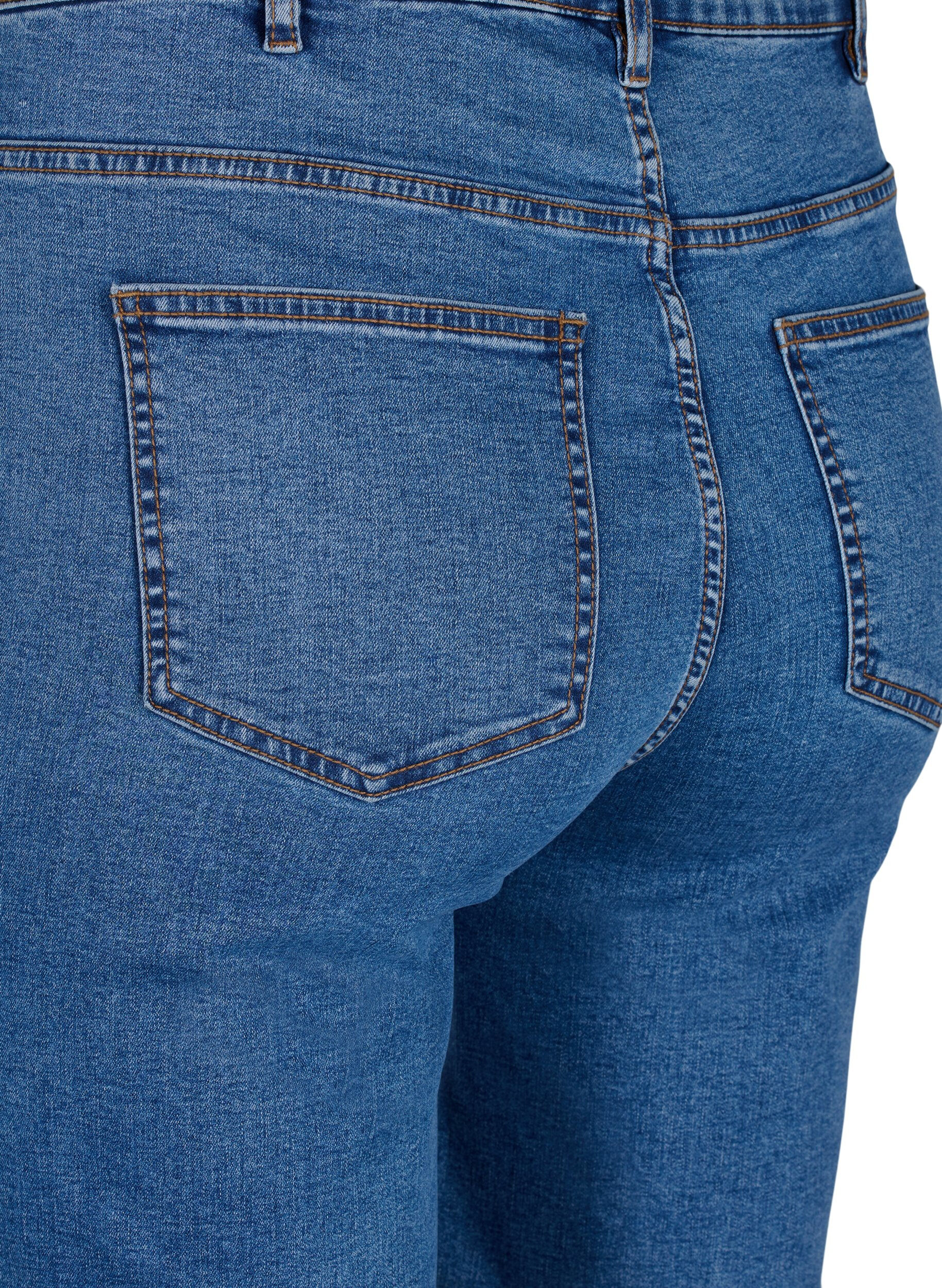 Zizzi Obcisle szorty jeansowe z wysokim stanem, Blue Denim, Packshot image number 3