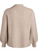 Prazkowany sweter z bufiastymi rekawami i guzikami, Beżowy, Packshot image number 1