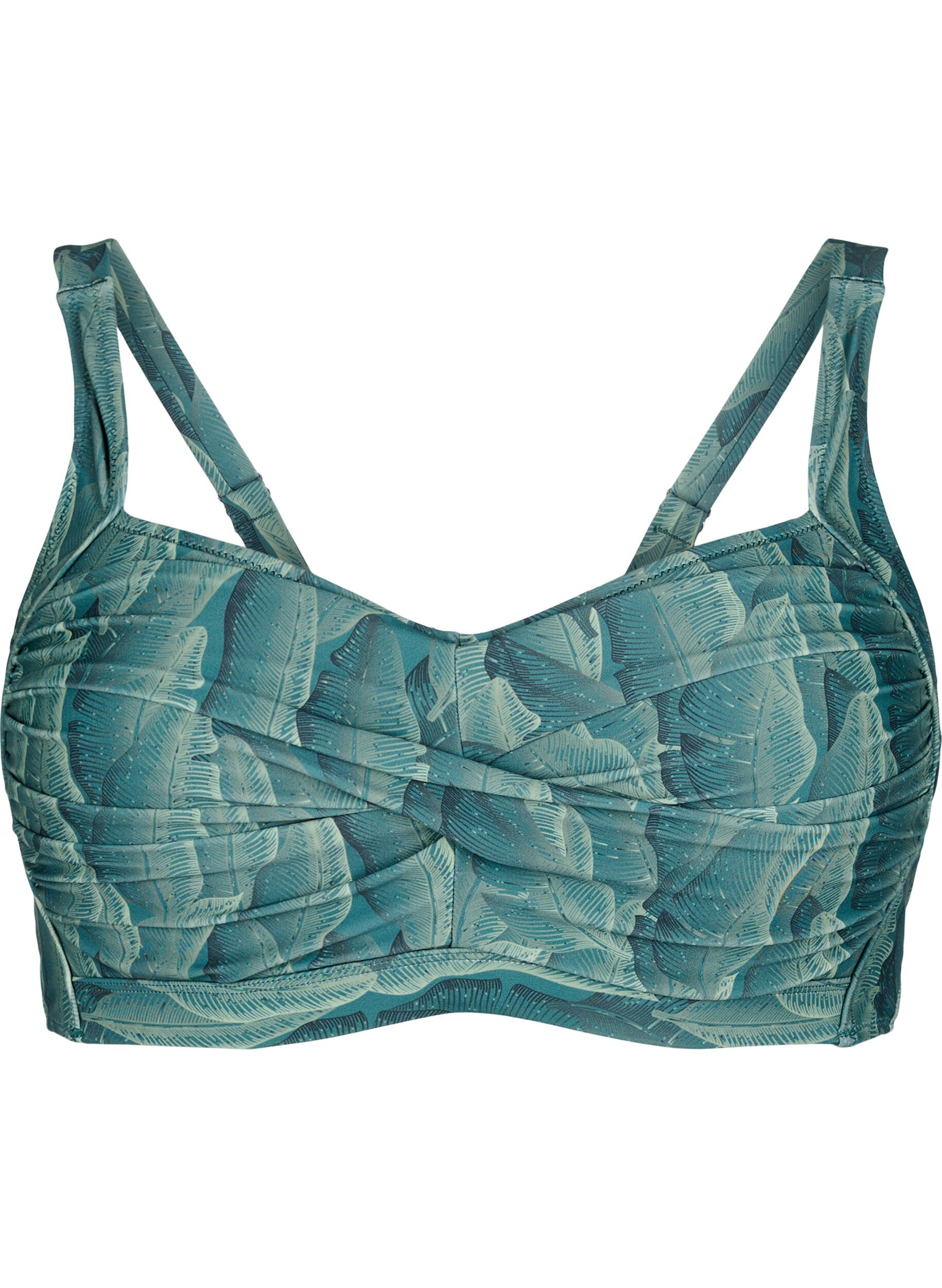 Zizzi Usztywniany stanik bikini z nadrukiem, Zielony, Packshot image number 0