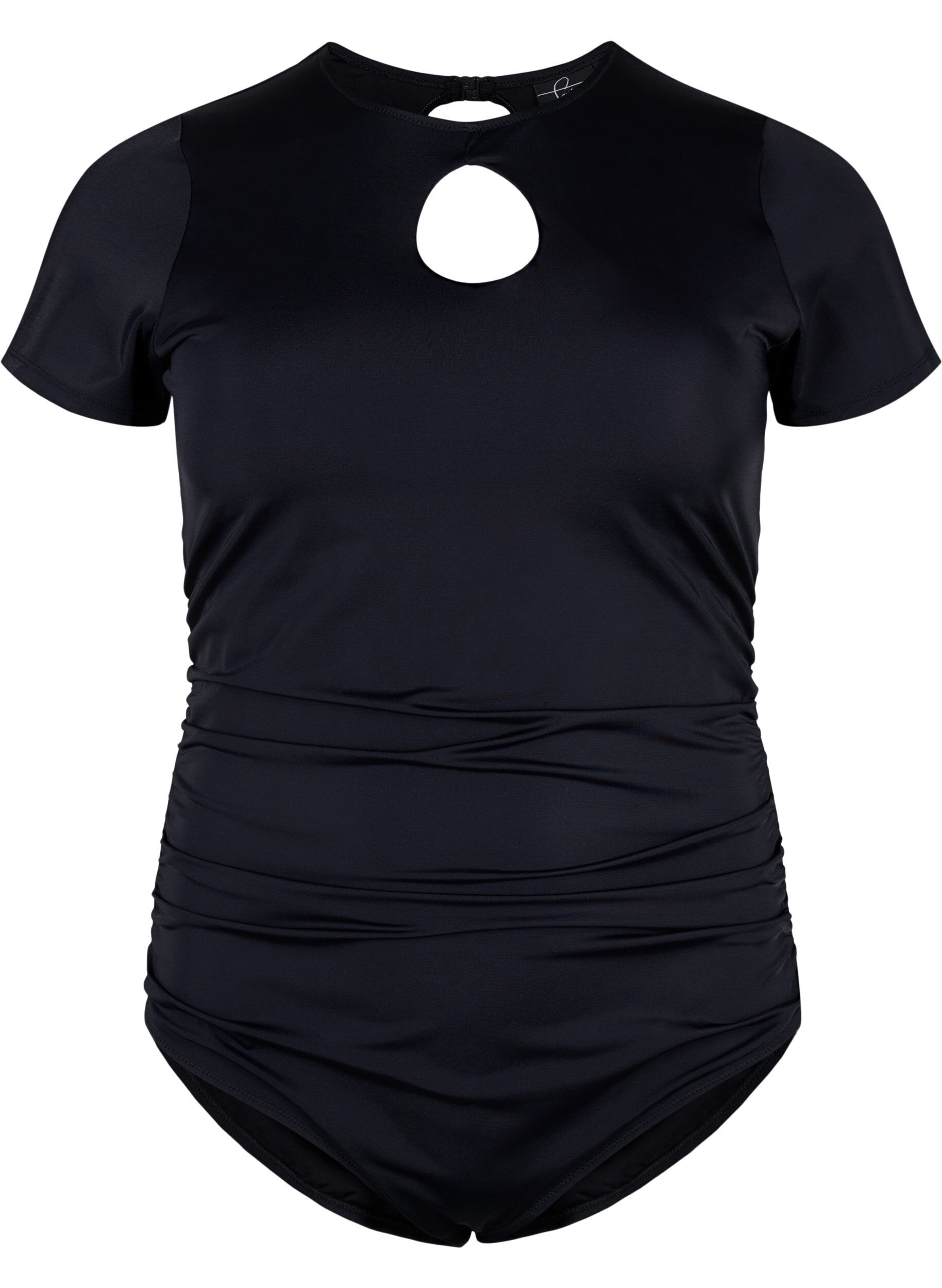 Zizzi Swimsuit with short sleeves, Black, Packshot image number 0