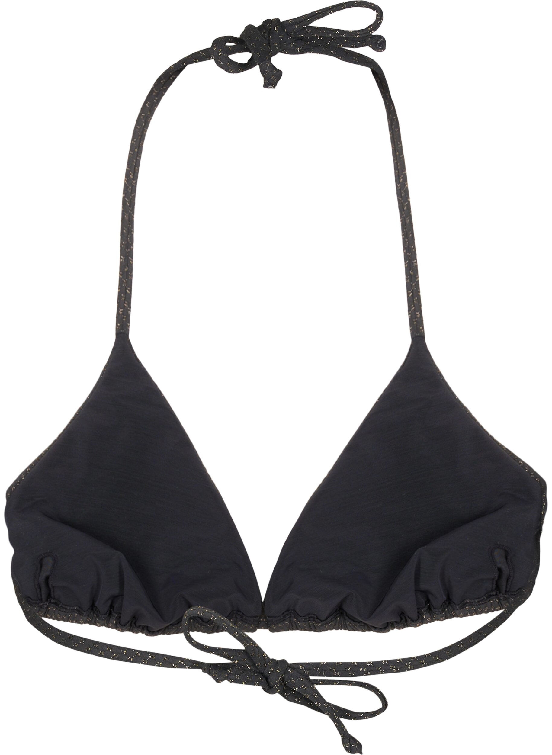 Zizzi Tr&oacute;jkatny stanik bikini z brokatem, Czarne, Packshot image number 1