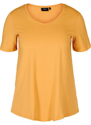 Koszulka typu basic z dekoltem w serek, Spruce Yellow, Packshot image number 0