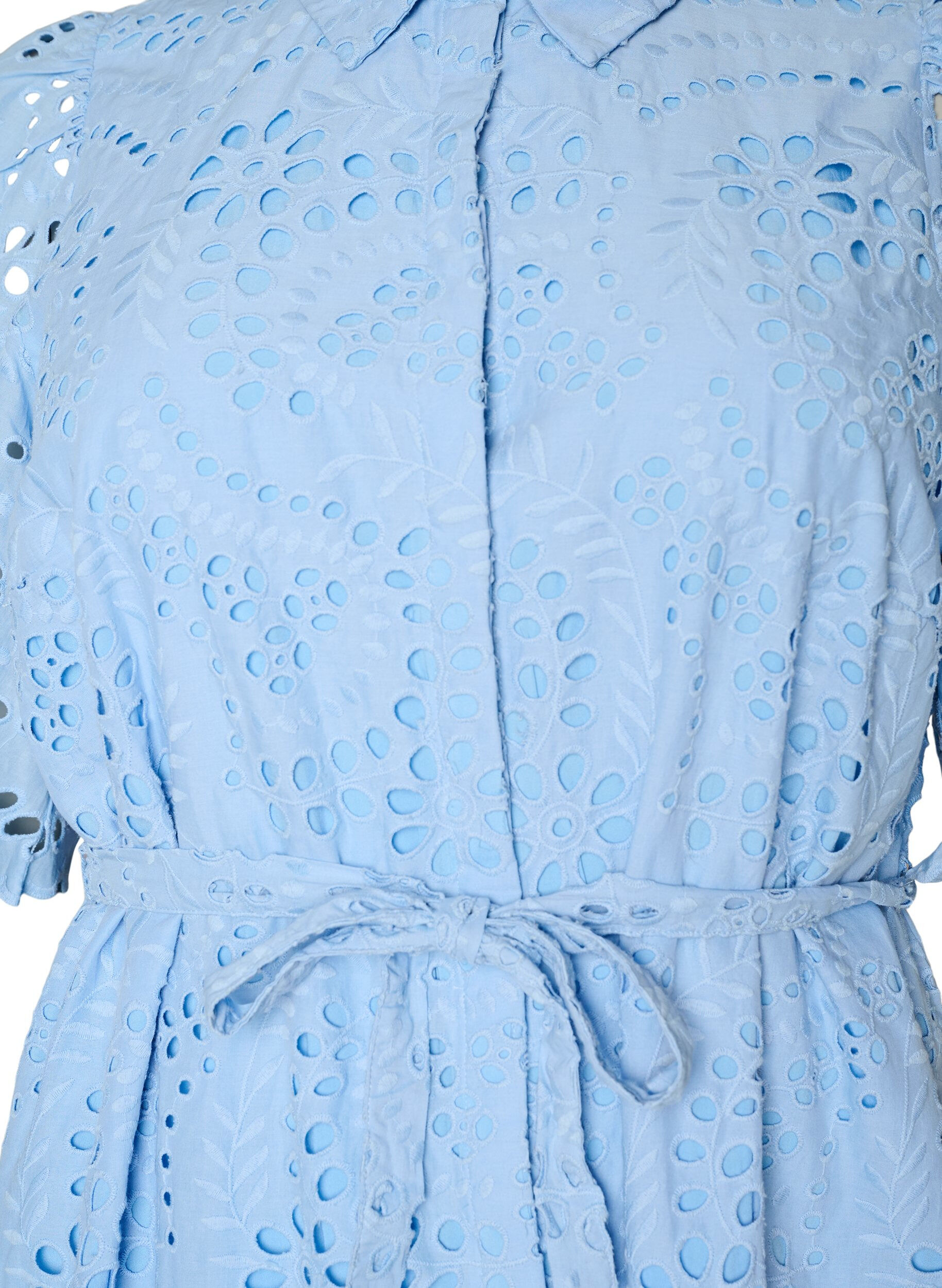 ZizziSukienka-koszulka w stylu broderie anglaise z pasem do wiazania, Niebieskie, Packshot image number 2