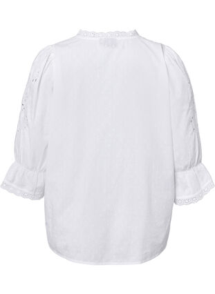 Strukturalna bluzka koszulowa z angielskim haftem, Bright White, Packshot image number 1