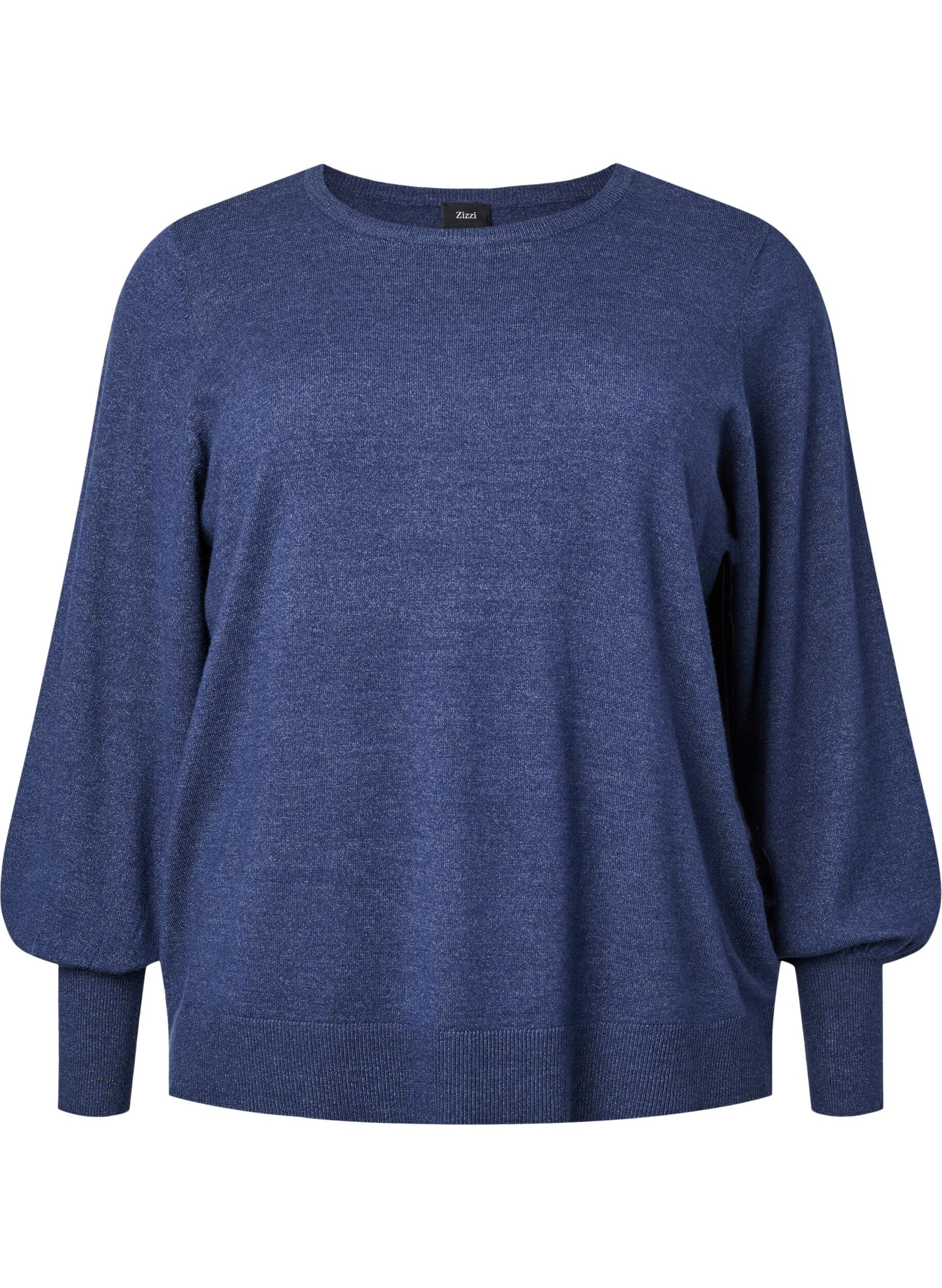 Zizzi Dzianinowa bluzka z wiskozowymi rekawami i balonikami, Dress Blues Mel., Packshot image number 0