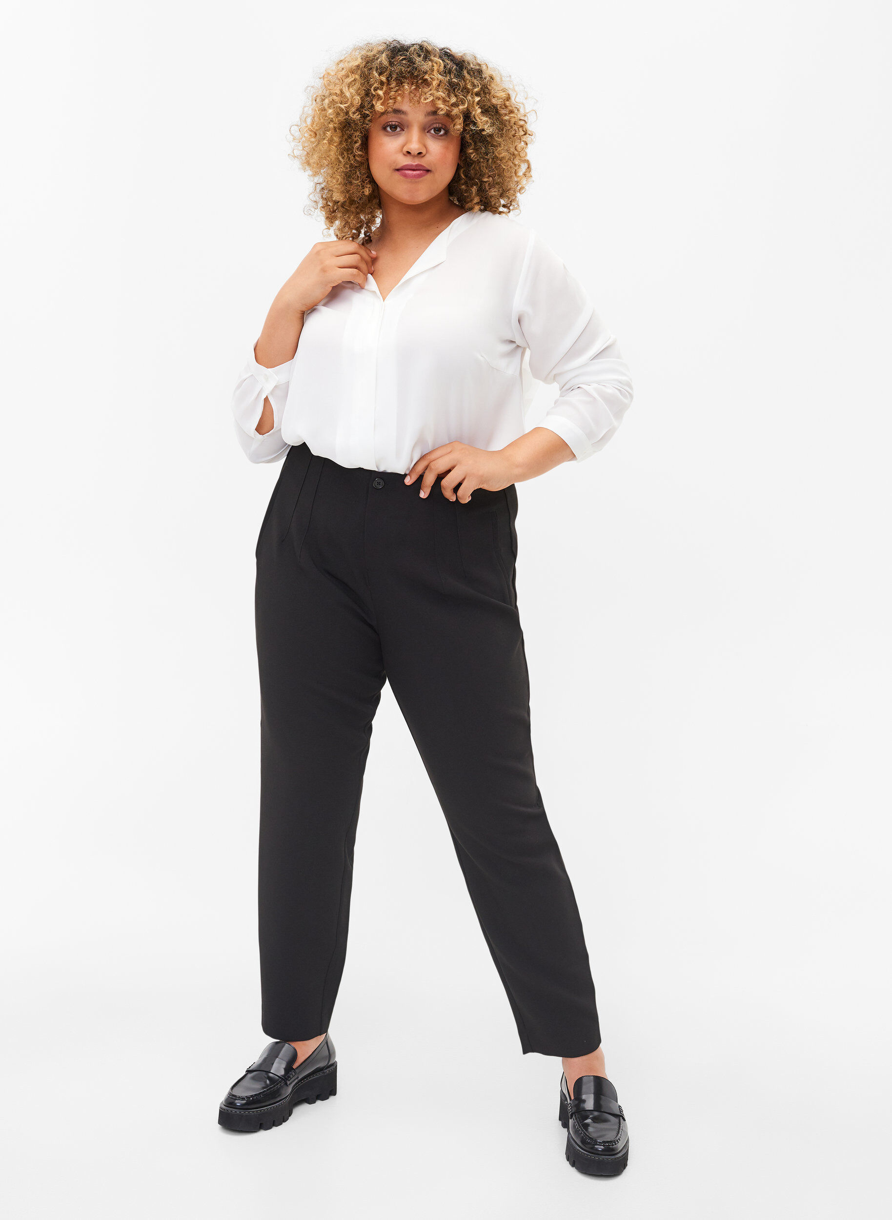 ZizziClassic high-waisted trousers, Black, Model image number 0