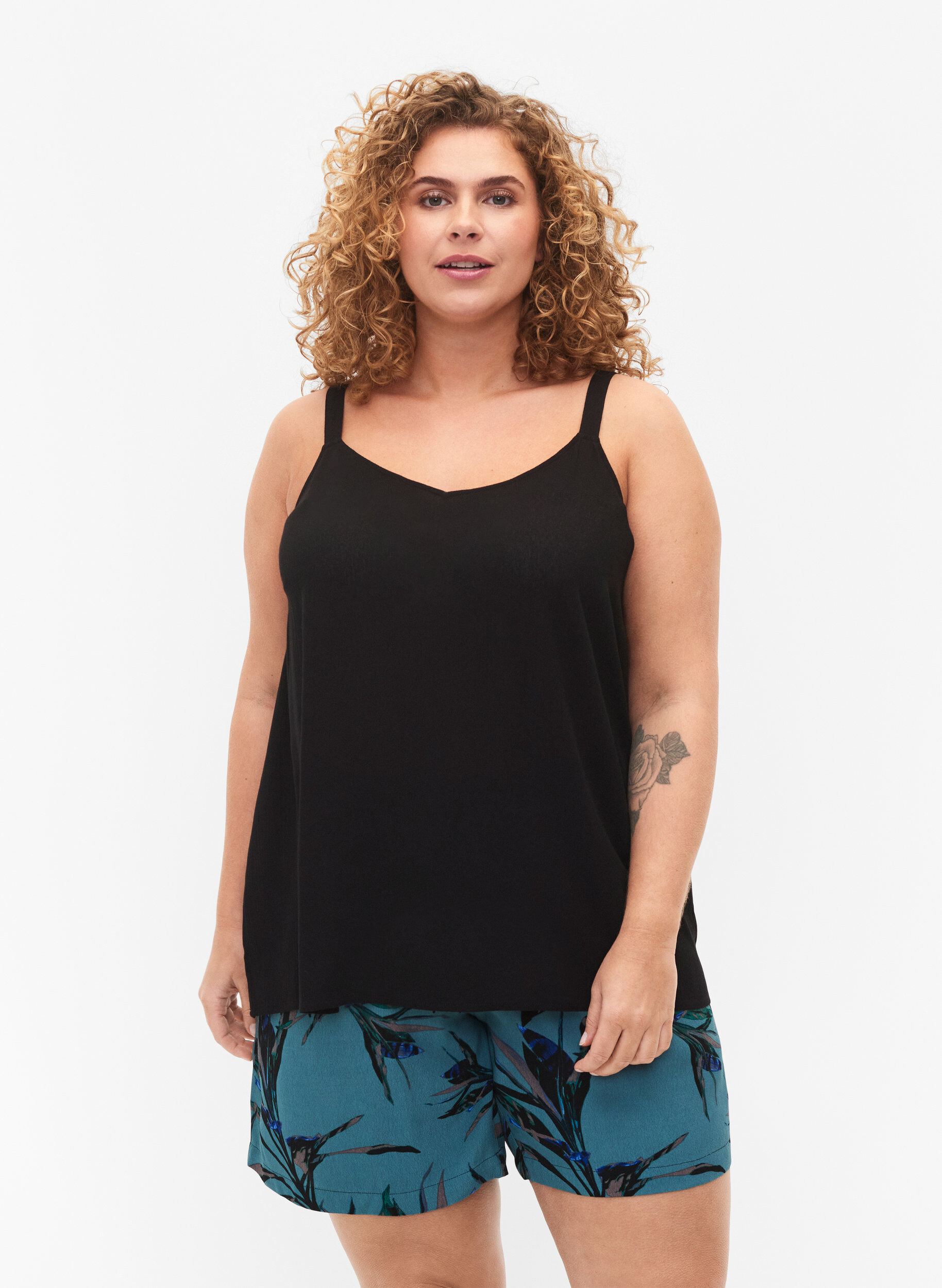 ZizziSleeveless top in viscose, Black, Model image number 0