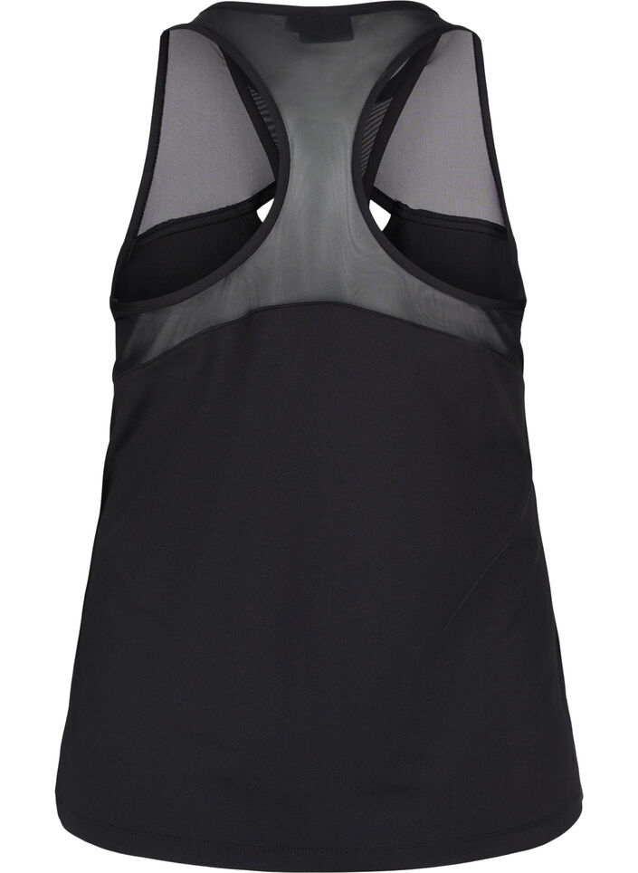 Mesh workout top with racer back, Black, Packshot image number 1