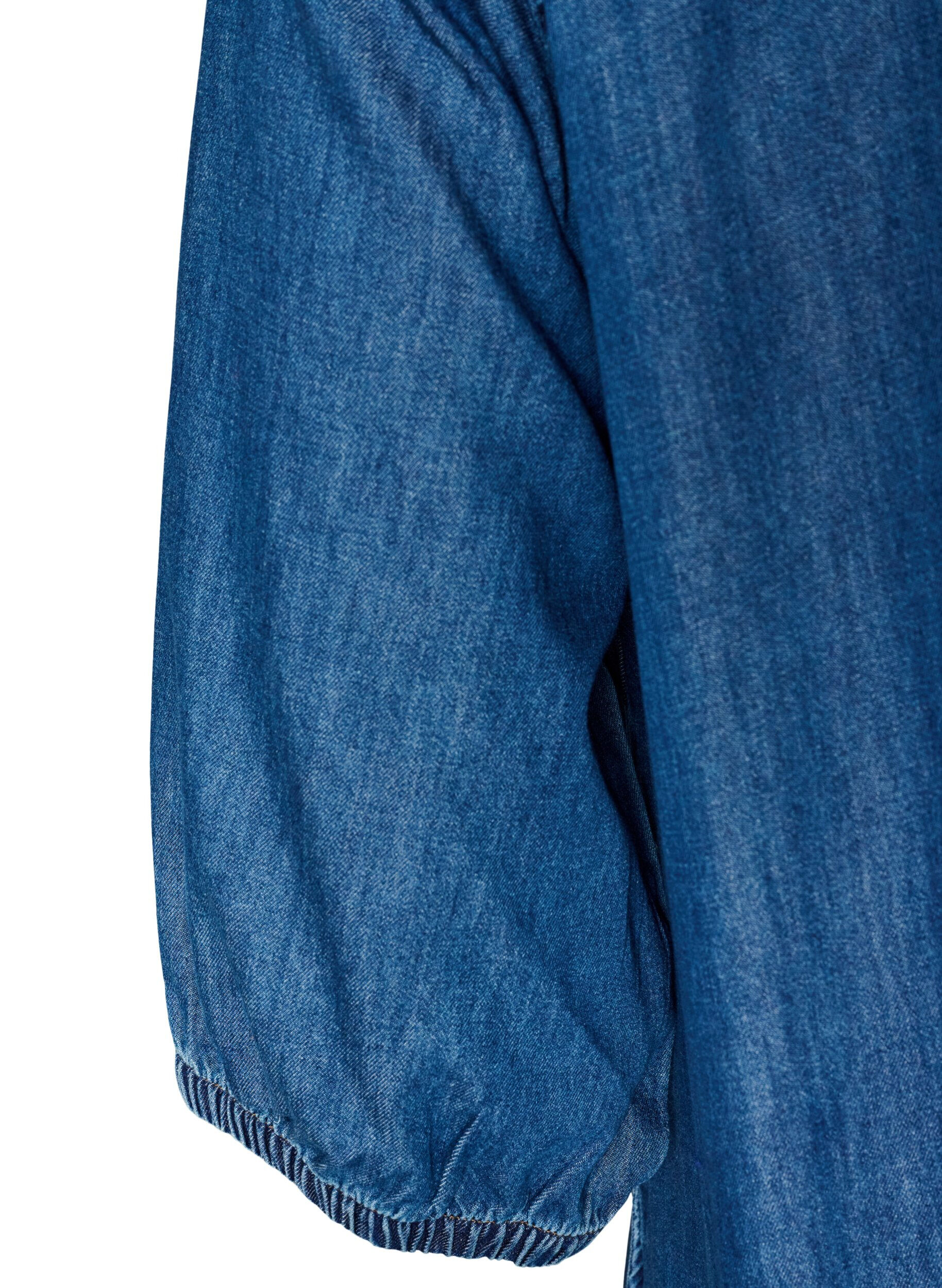 ZizziMaxi sukienka z odziezy jeansowej z falbankami, Niebieskie, Packshot image number 3