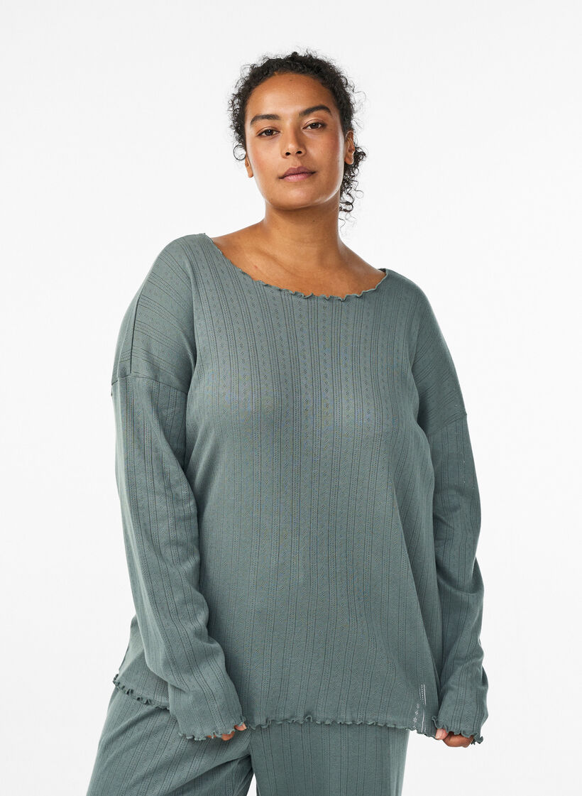 Koszula nocna z bawelny organicznej, Zielony, Model image number 0