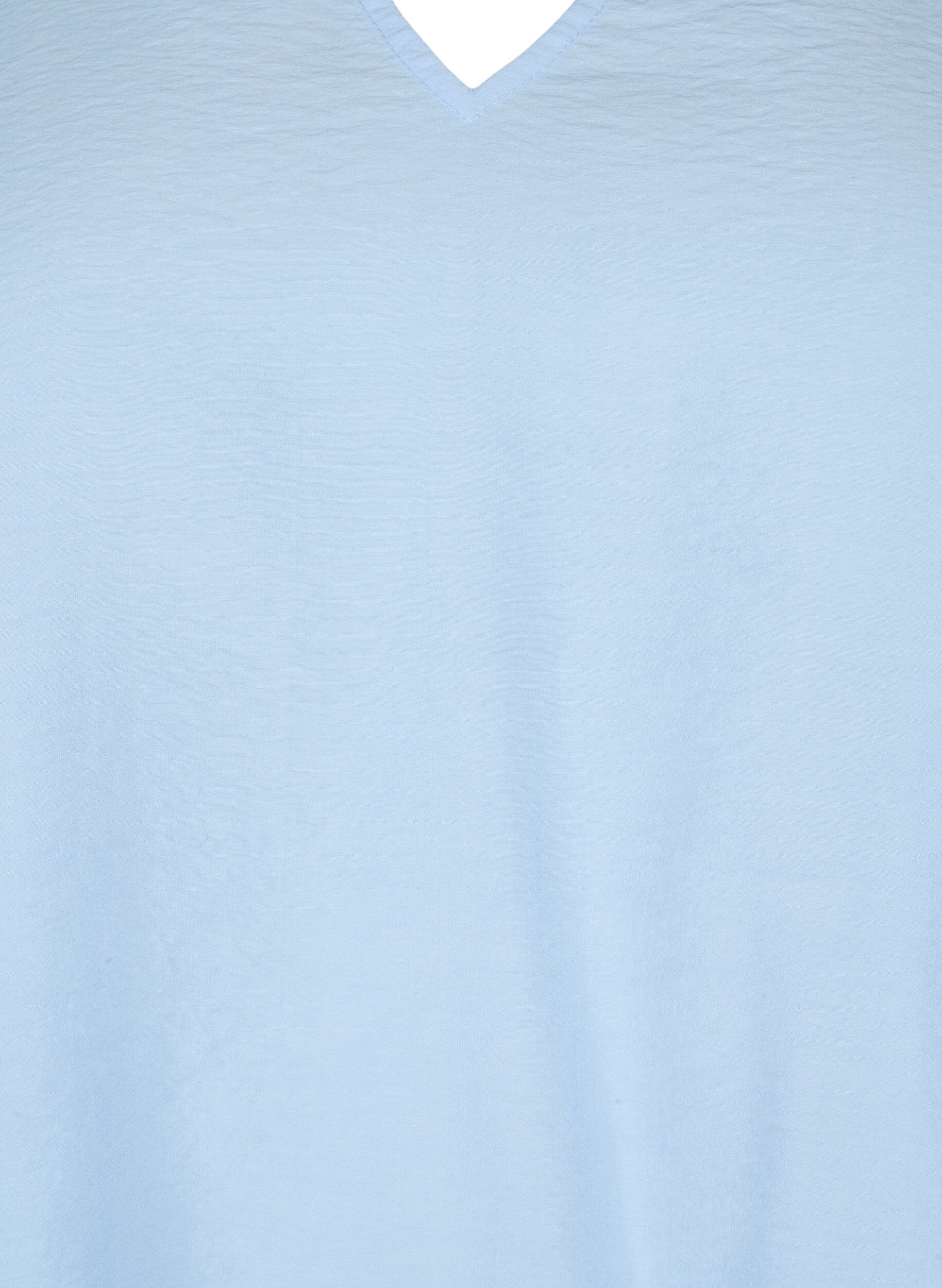 Zizzi Bluzka z wiskozy z kr&oacute;tkim rekawem i haftem, Niebieskie, Packshot image number 2