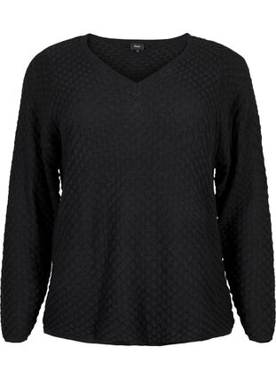 Wzorzysty sweter z bawelny organicznej, Black, Packshot image number 0