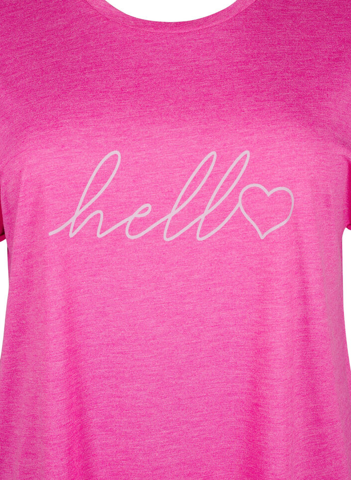 Koszula nocna z kr&oacute;tkim rekawem i nadrukiem tekstowym, 9990, Packshot image number 2