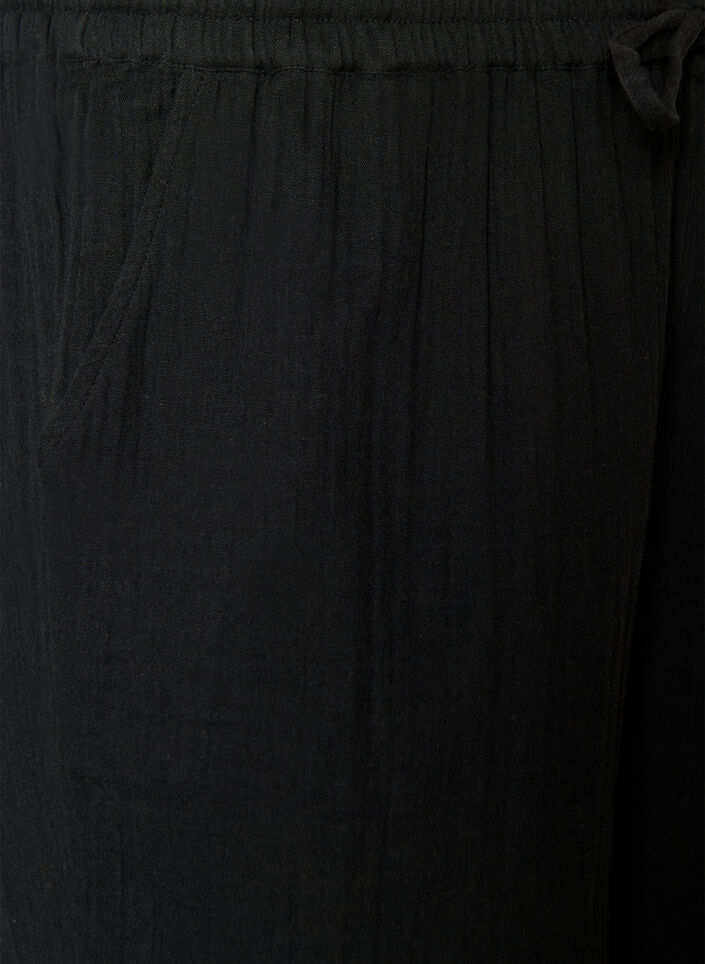 Luzne szorty z bawelnianej musliny z wysoka talia, Czarne, Packshot image number 2