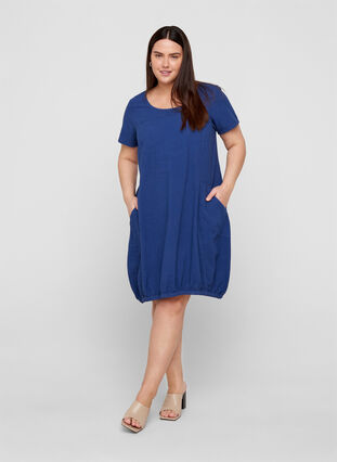 Bawelniana sukienka z krótkim rekawem, Twilight Blue, Model image number 2