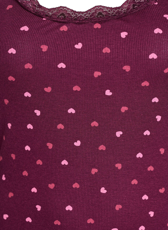 Top z nadrukiem i koronkowym brzegiem, Ciemnobordowy, Packshot image number 2