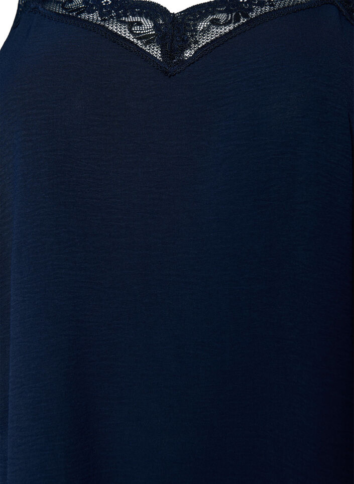 Top Cami z dekoltem w ksztalcie litery V i koronkowym wykonczeniem, Niebieskie, Packshot image number 2