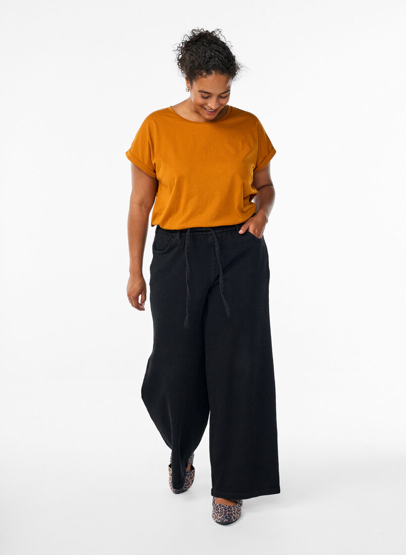 T-shirt z krótkim rekawem z mieszanki bawelny, Pomarańczowy, Model image number 1