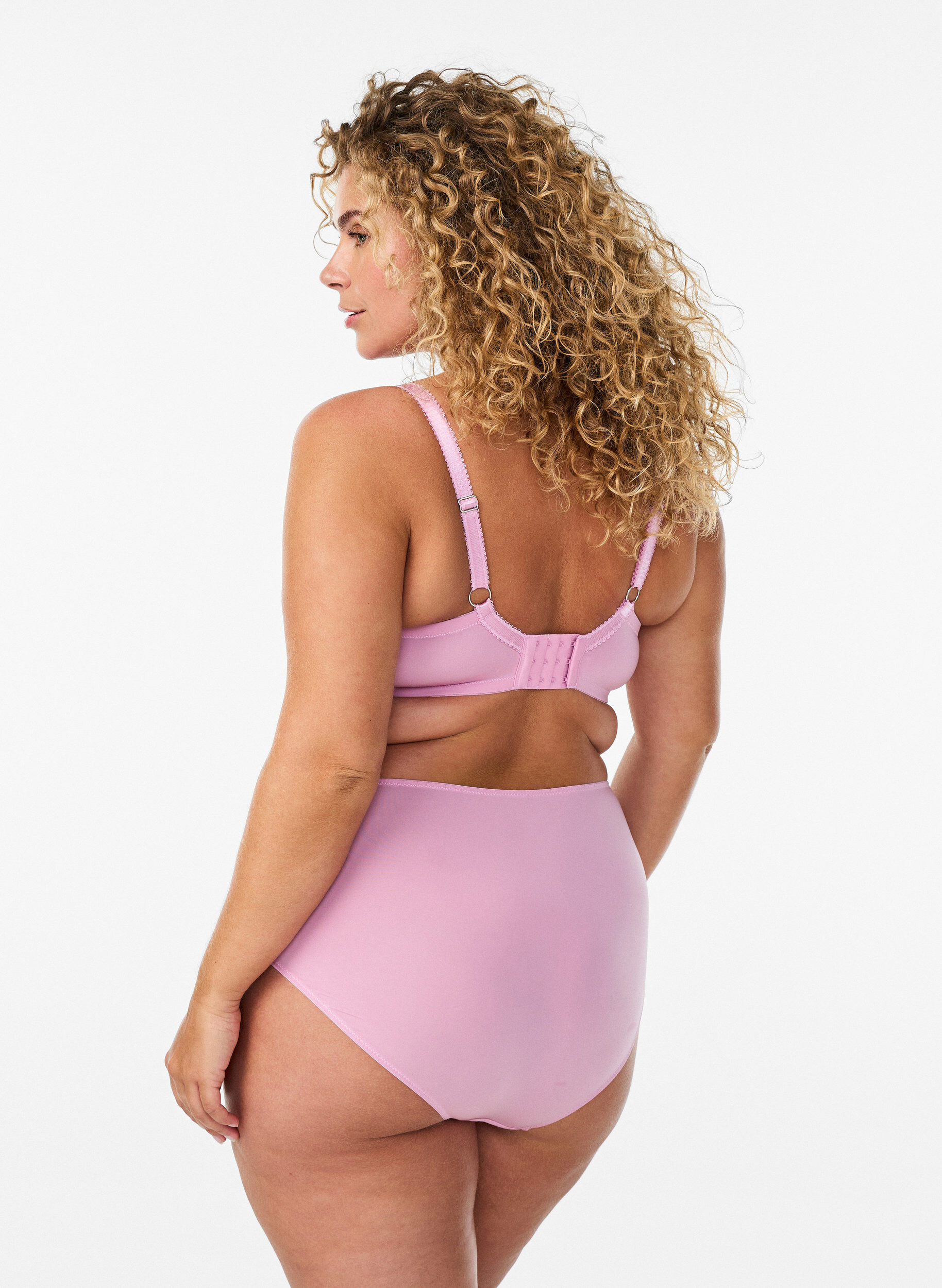 Zizzi Microfiber majtki z siateczka i kwiatowym haftem, R&oacute;żowy, Model image number 1