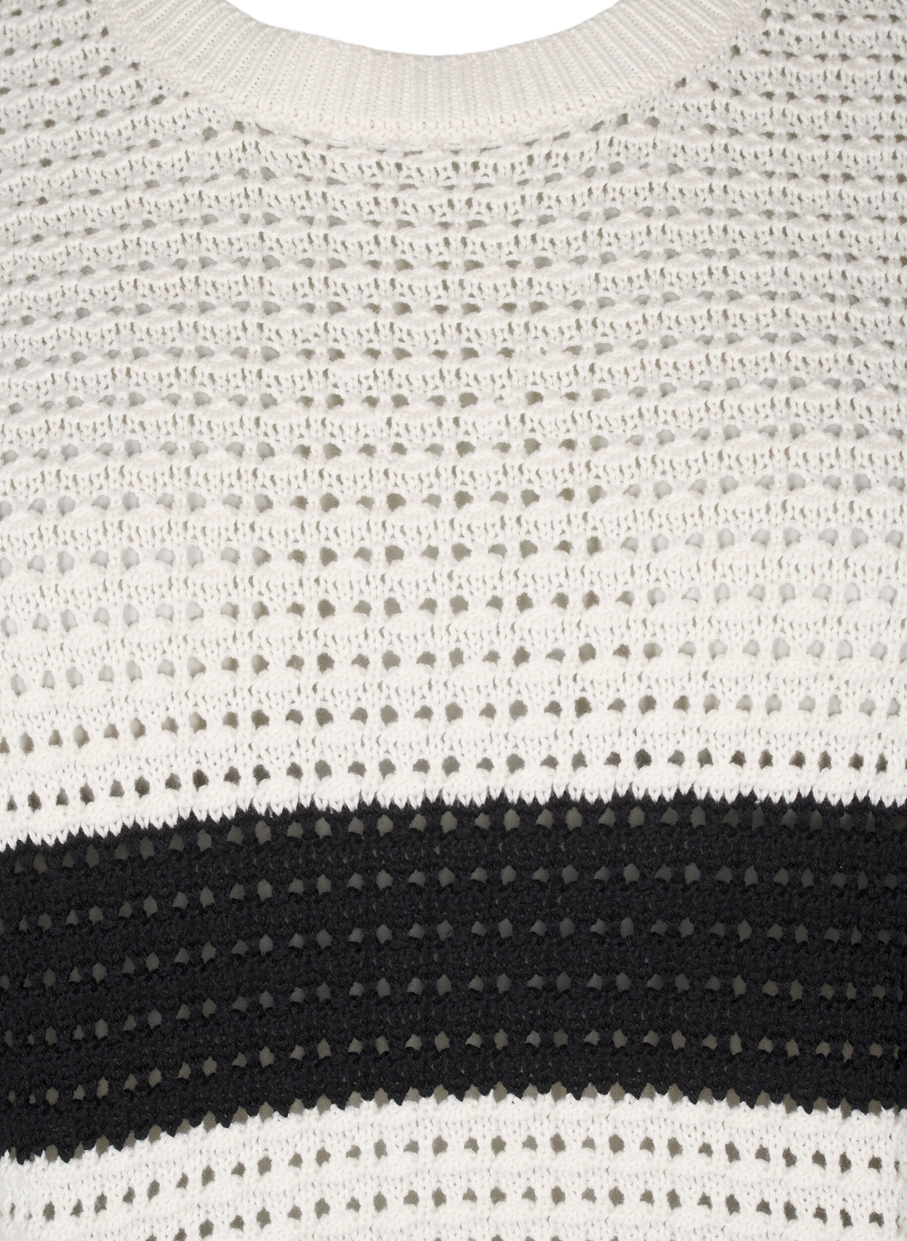 Zizzi Dzianinowa bluzka w paski z dlugim rekawem, Biały, Packshot image number 2