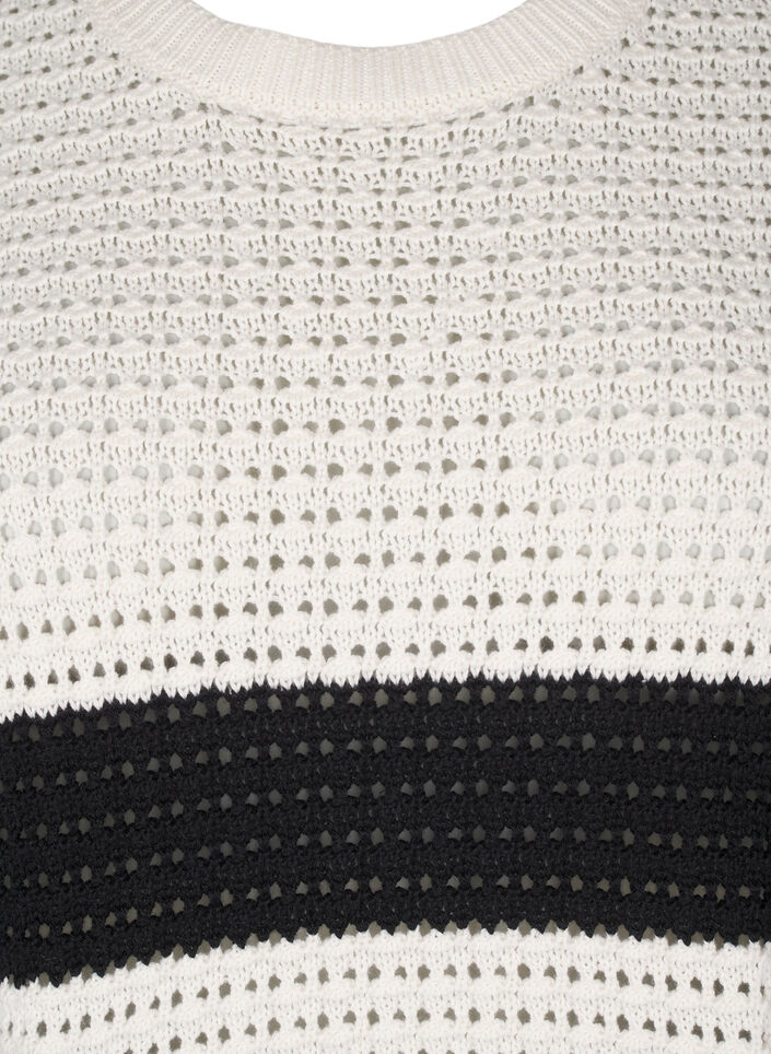 Dzianinowa bluzka w paski z dlugim rekawem, Biały, Packshot image number 2