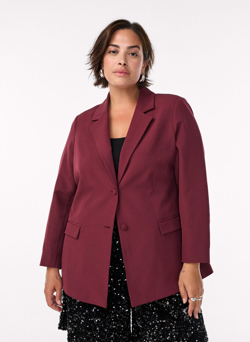 Klasyczna marynarka zapinana na guziki, Czerwony, Model image number 0