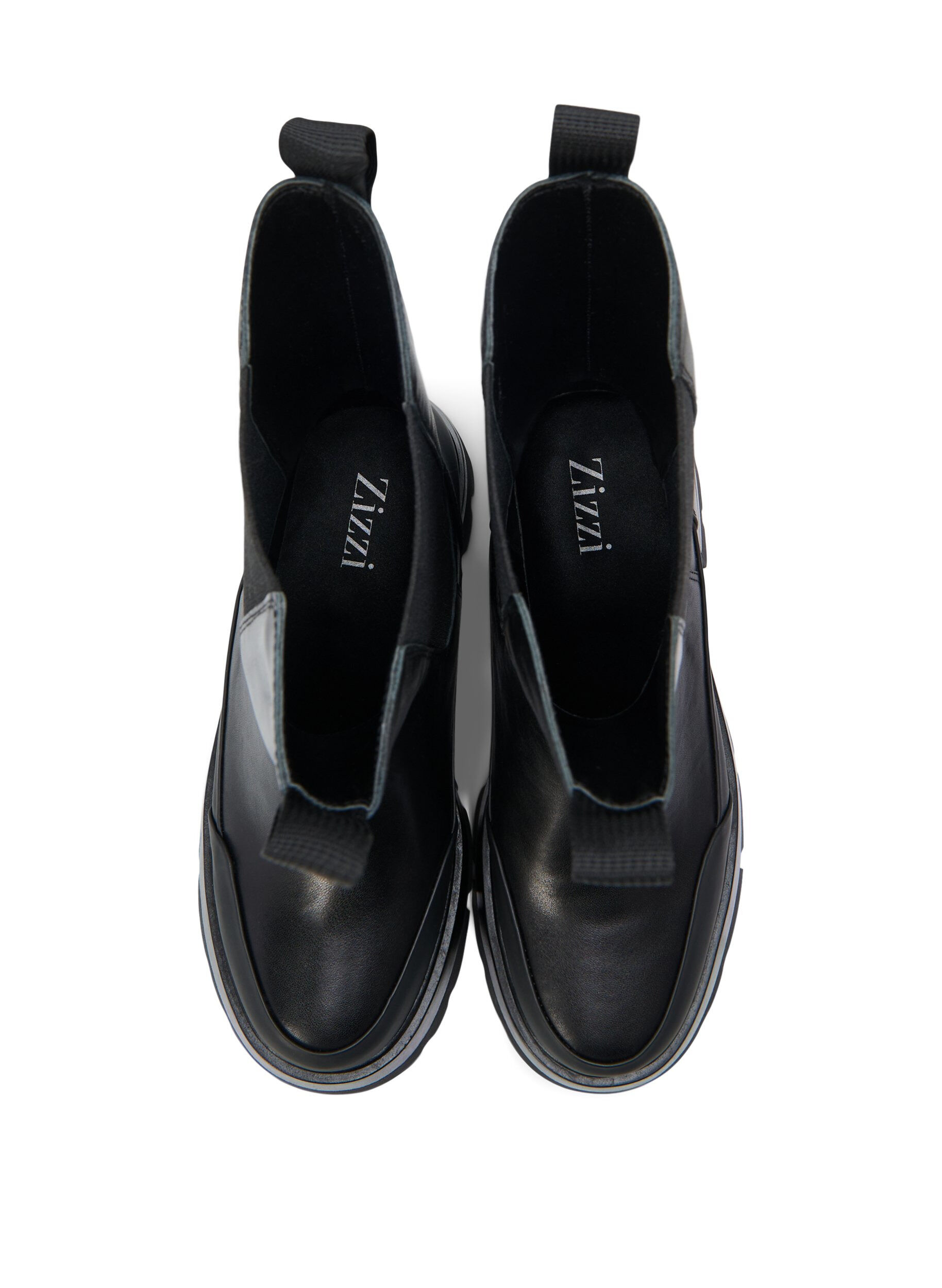 Zizzi Szerokie sk&oacute;rzane buty z masywna podeszwa, Black, Packshot image number 2