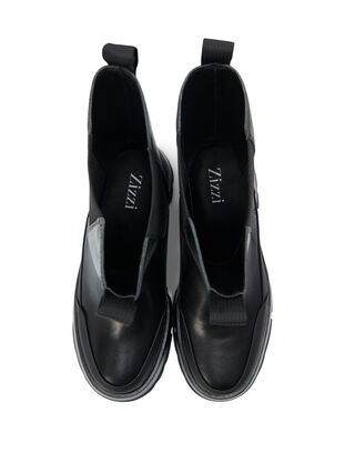 Szerokie skórzane buty z masywna podeszwa, Black, Packshot image number 2