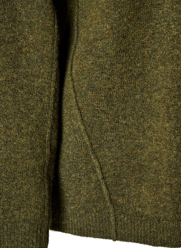 Luzny dzianinowy sweter z widocznymi szwami, Zielony, Packshot image number 3