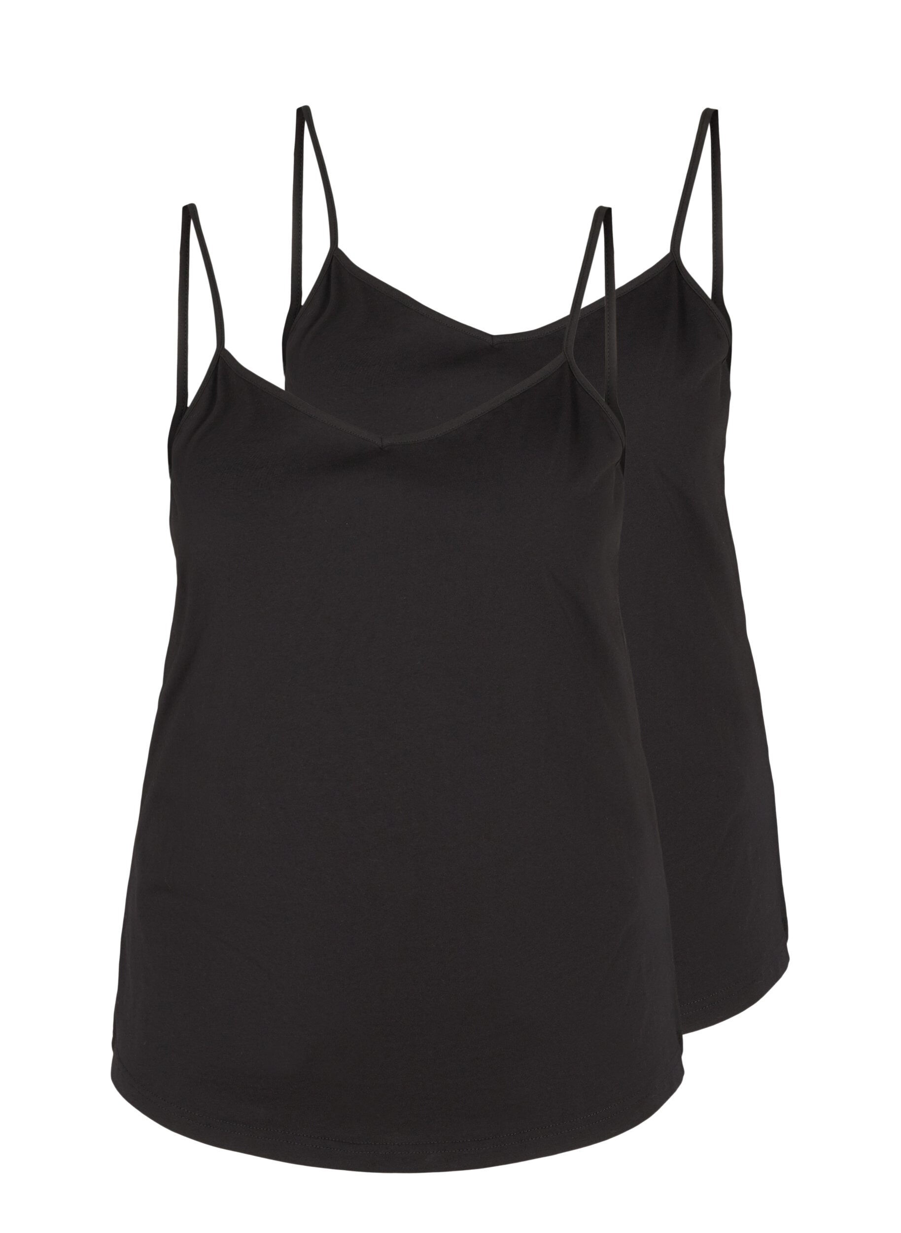 Zizzi 2-pack basic cotton top, Black, Packshot image number 0
