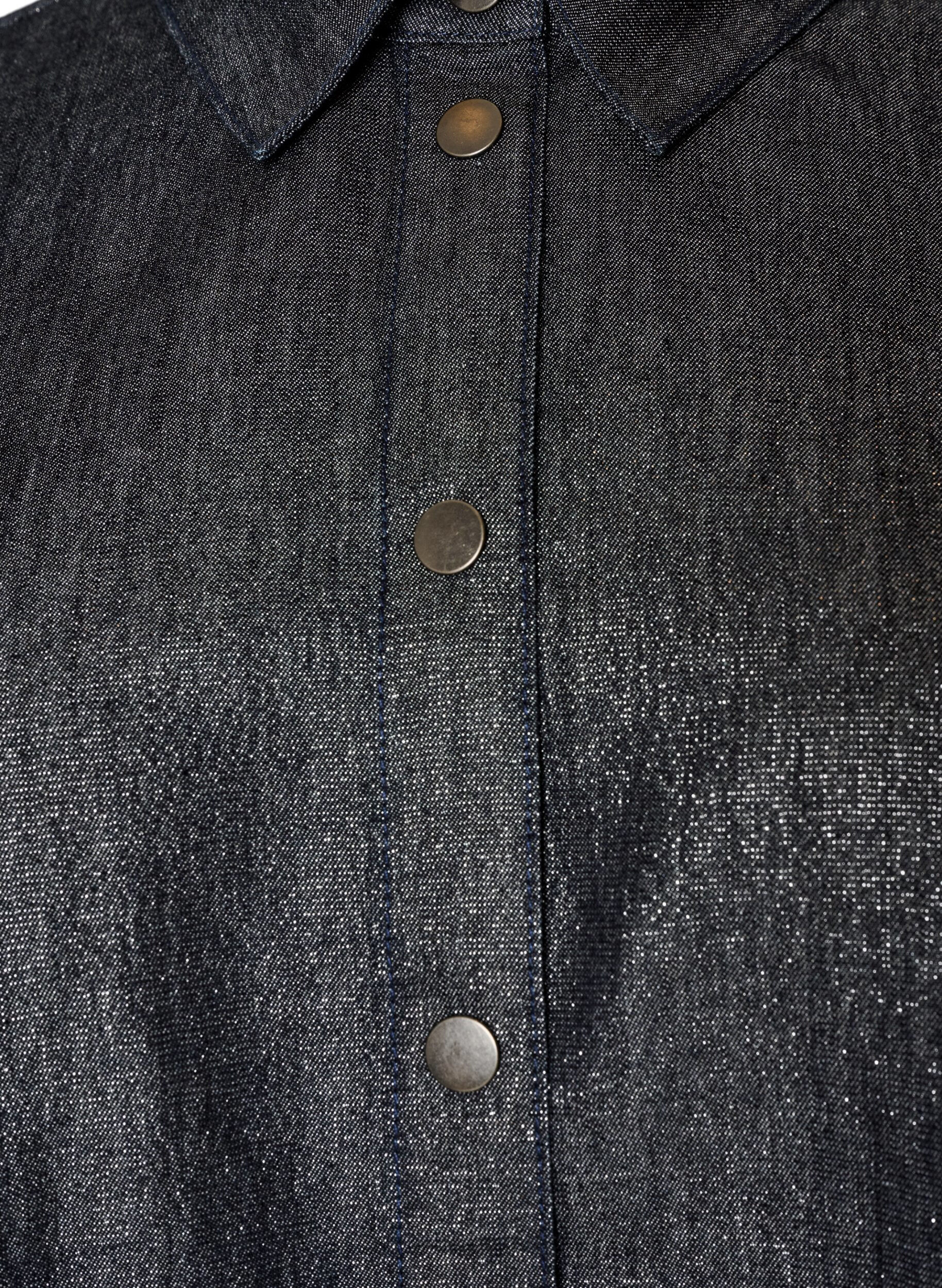 ZizziKoszula z denimu z nitka brokatowa i rekawami 3/4, Ciemnoszary, Packshot image number 2