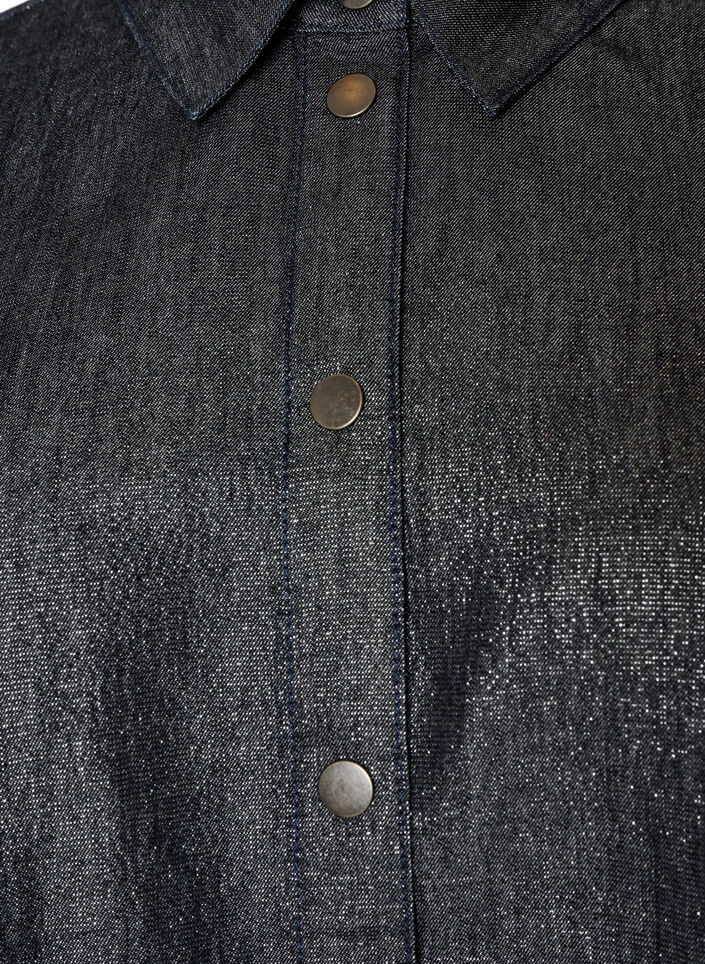 Koszula z denimu z nitka brokatowa i rekawami 3/4, Ciemnoszary, Packshot image number 2