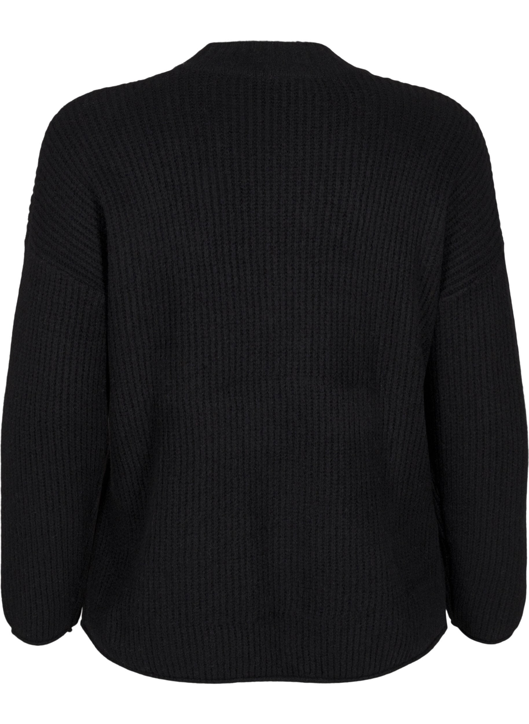 Zizzi Sweter w paski z dlugimi rekawami, Black Mel., Packshot image number 1