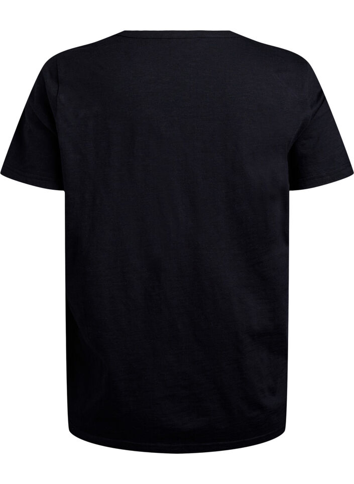 T-shirt z guzikami, Czarne, Packshot image number 1