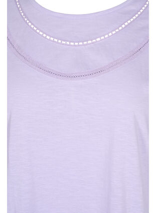 Bawelniana koszulka z koronkowa wstazka, Lavender, Packshot image number 2