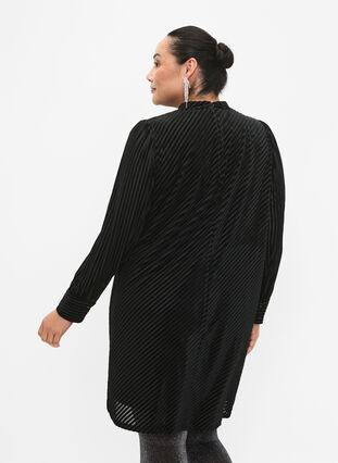 Welurowa sukienka o strukturalnym wzorze, Black, Model image number 1