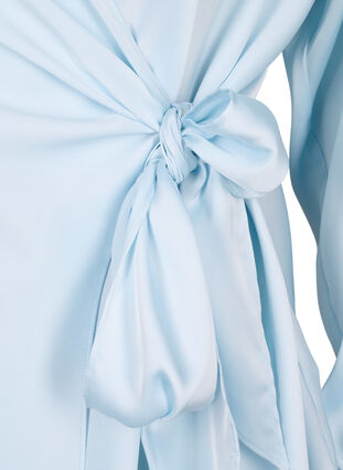 Satynowa bluzka wieczorowa z chusta, Delicate Blue, Packshot image number 3